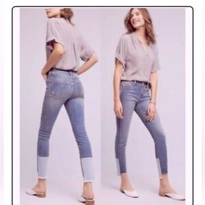 Pilcro and the Letterpress Anthropologie Script Skinny Raw Step Hem Jeans Sz 27